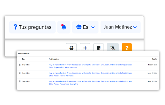 Recibe alertas automáticas sobre cambios clave en proyectos y negocios.