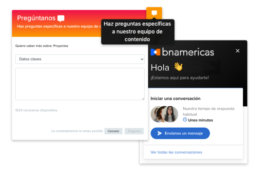 Usuario consultando expertos a través de la plataforma para obtener insights estratégicos.